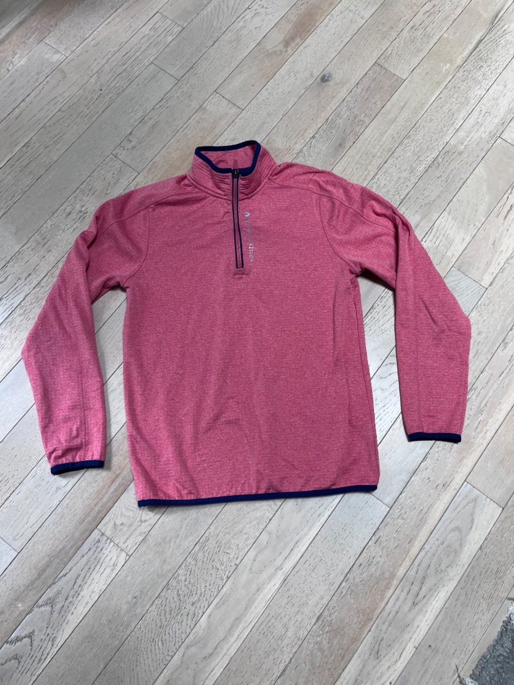 Vineyard Vines Woman's Performance Half Zip Quited Pullover Red with Blue
